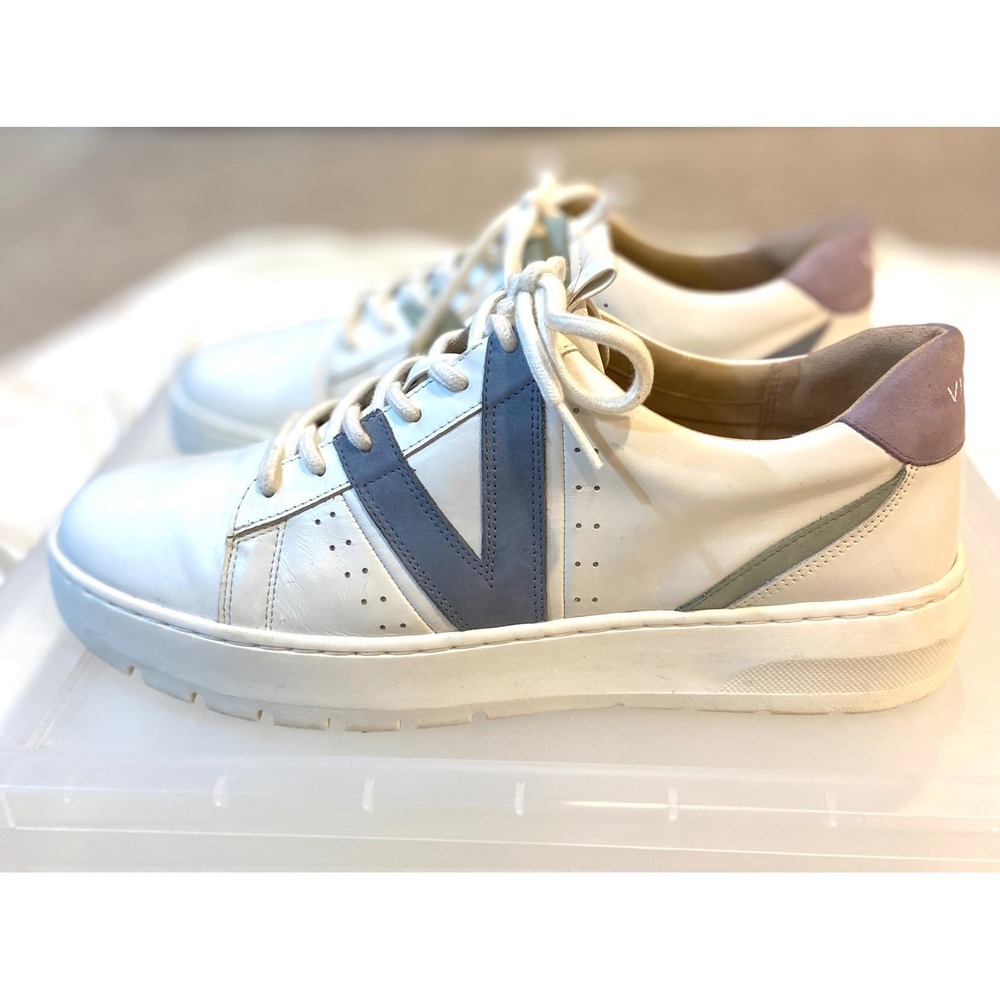 Vionic Simasa White Leather Lavender Sage Green Sneakers Womens Size 10 Low Top - Picture 3 of 8